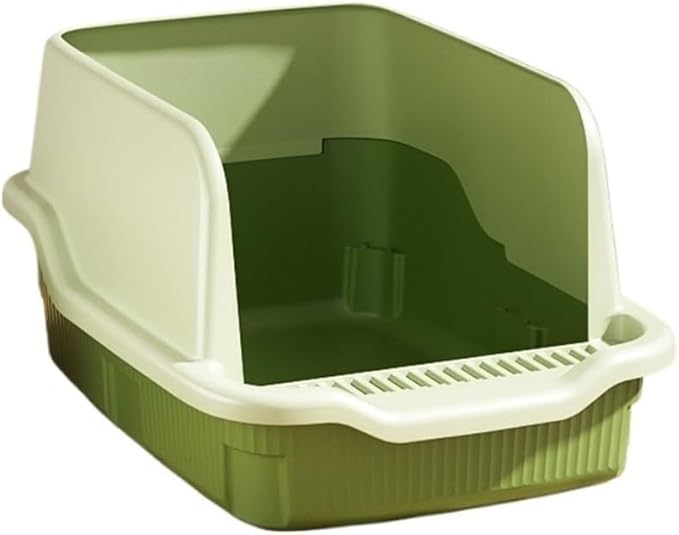 Pet Supplies, Leakproof Open Cat Litter Box with Scoop & High Walls, Easy Clean(Green)