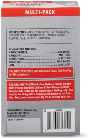 Pure Balance Classic Starters Gourmet Cat Treats, Shredded Chicken & Beef in Broth, 1.4 oz, 5 Pack