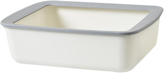 Open Top Pet Litter Tray Easy Clean Cat Toilet Sand Box Indoor Cats Litter Basin- White