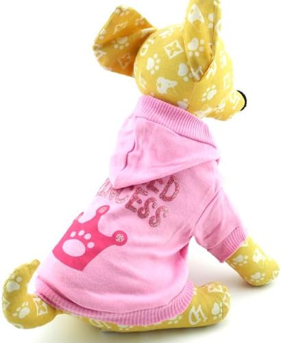 SMALLLEE_LUCKY_STORE Pink Hoodie Hooded Christmas T Tee Shirt Small Dog Christmas Clothes Costume - Spoiled Princess S
