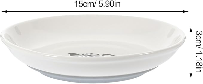 Luxshiny 3pcs Small Shallow Ceramic Cat Food Bowls with Wide Round Design and Non-Slip Silicone Bottom for Kitten Feeding and Watering