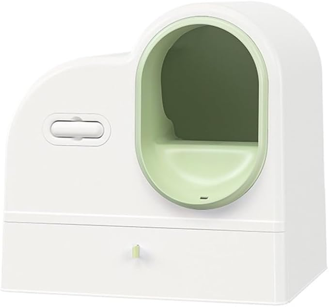 Pet Supplies, Enclosed Cat Litter Box with Drawer, Splash Proof Large Space Pan(White)