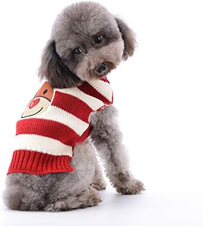 Mikayoo pet Sweater for Small Dog/cat,Ugly Sweater,Color Horizontal Stripes,Christmas Holiday Xmas, Elk Series, Reindeer Series,Reindeer Head(XS)