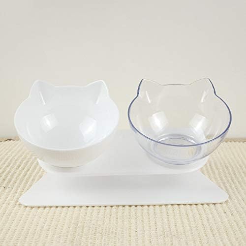 Cat Double Bowl Dog Non-Slip Food with Raised Stand Feeding & Watering Supplies Pet(Black)