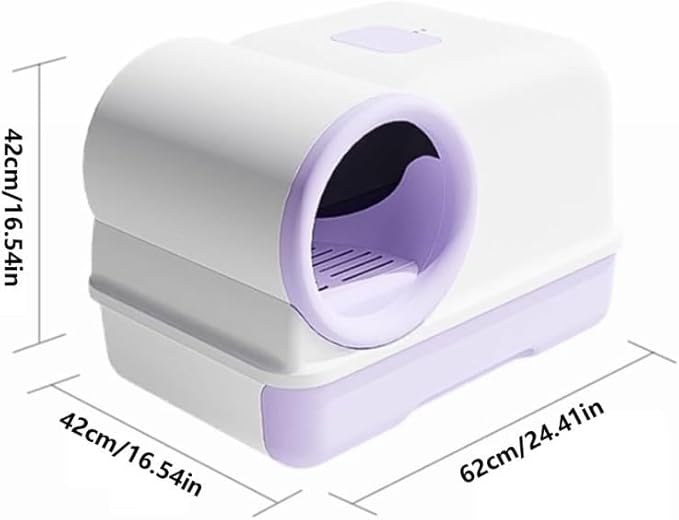 Pet Supplies, Enclosed Splash,Proof Cat Litter Box with Lid & Scoop for All Cats(Gray)