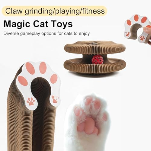 2PCS Kitty Curls Cat Toy,Magic Organ Cat Toy,Cat Scratcher for Grinding Claw Cardboard Cat Toys,Interactive Scratch Pad with Toy Ball
