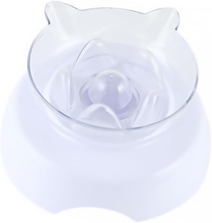 Tilted Cat Food Bowl 15° Plastic Neck Protective Pet Drinking Feeder Raised Raised Base Suitable for Cats Feeding and Watering