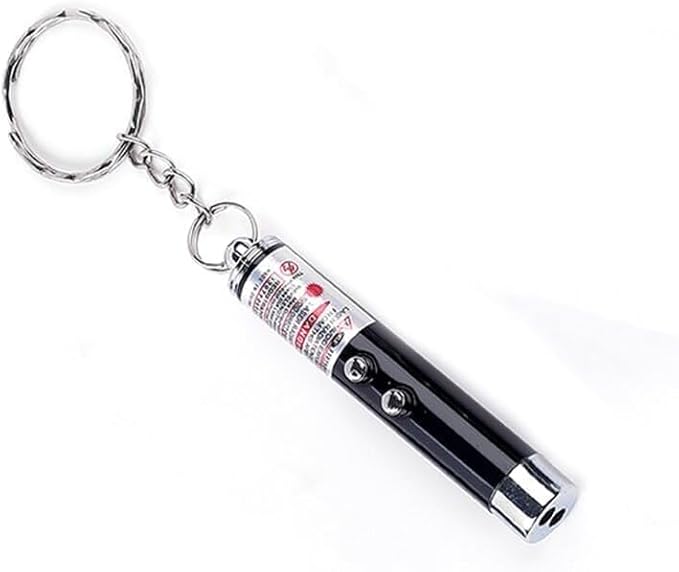 6PCS Cat Toy Mini Red Laser Pointer Cat Dog Interactive Training Tools White LED Torch Light with Keychain