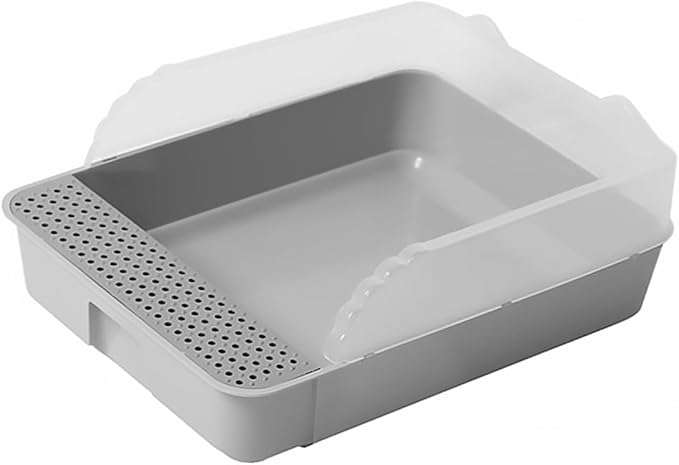 Luxshiny Detachable Small Gray Cat Litter Pan Potty with Anti-Splashing Design Plastic Half-Enclosed Cat Toilet for Kitten Housebreaking
