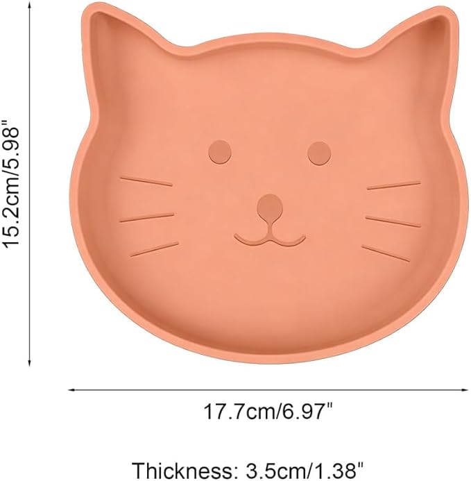 2PCS Silicone Pet Bowls, Non Slip Cat Feeding Dish with Strong Suction Cup, Slow Feeder Shallow Bowl for Dogs Cats, Dishwasher Secure