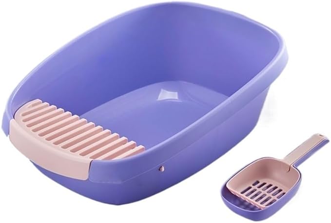Pet Supplies, Enclosed Cat Litter Box for Large Cats, High Sided XL with Scoop(Purple,Medium)