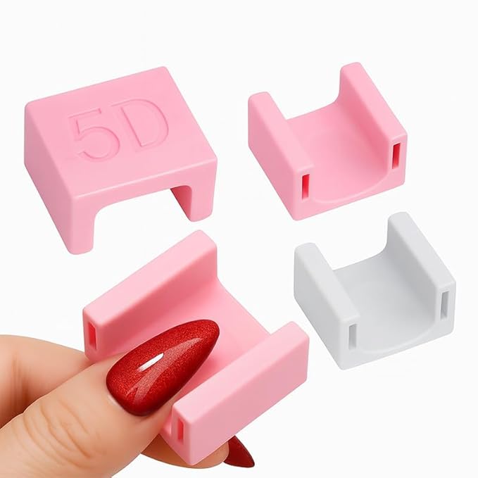 5D Nail Magnet Tool for Cat Eye Gel Polish - Strong Magnet, Non-Slip Finger Stand, Beginner Friendly Manicure Tool for DIY Home & Salon Use (NAT281-White)