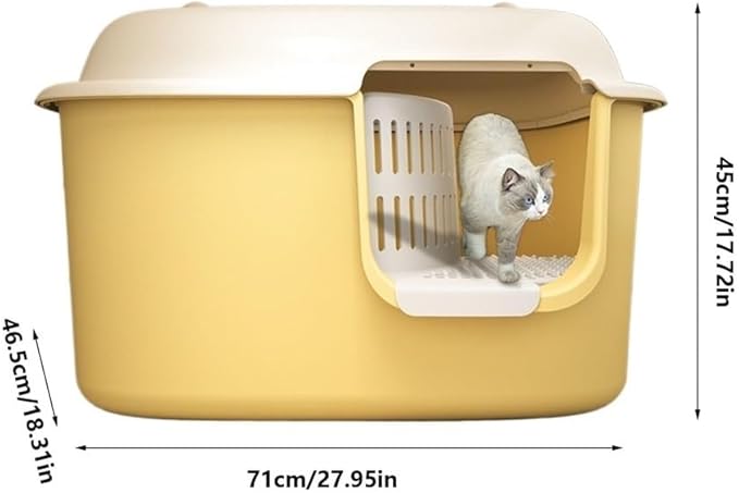 Pet Supplies, Covered Cat Litter Box,Leakproof High Walls & Control(Gray)