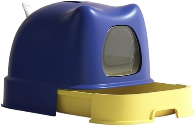 Pet Supplies, Large Covered Cat Litter Box with Lid & Scoop, Enclosed Indoor for Medium & Big Cats(Blue)