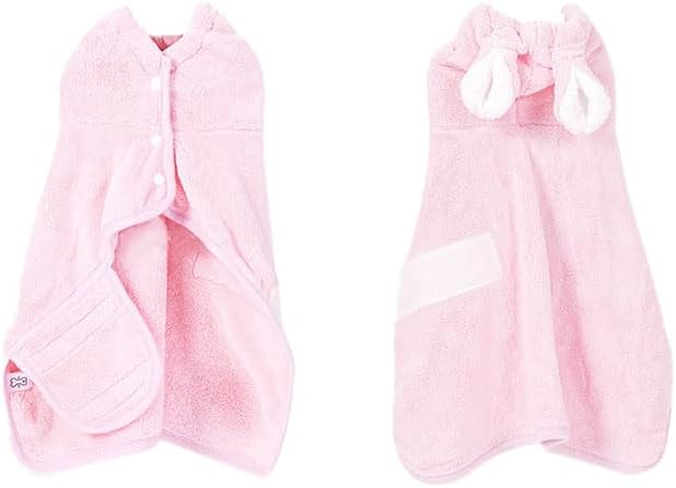 Pet Bathrobe for Dog Cat Super Absorbent Quick Drying Hooded Bath Towel Adjustable Robe for Pool Beach Cold Weather,Pink M