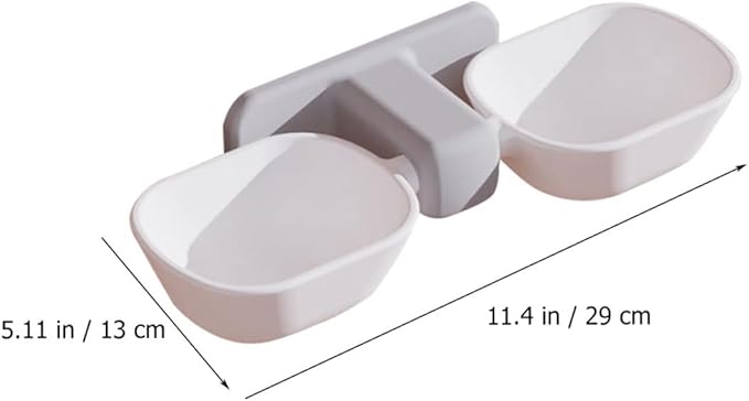 PRETYZOOM Wall-Mounted Cat Double Feeding Bowl with Waterer, White Pet Food Container and Feeder Bowl for Indoor Cats, Space-Saving Dual Dish for Feeding and Watering Pets