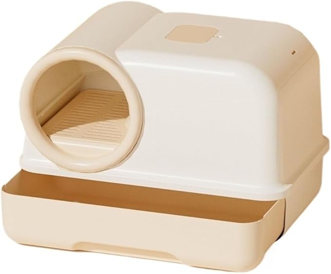 Pet Supplies, Enclosed Splash,Proof Cat Litter Box with Lid & Scoop for All Cats(Yellow)