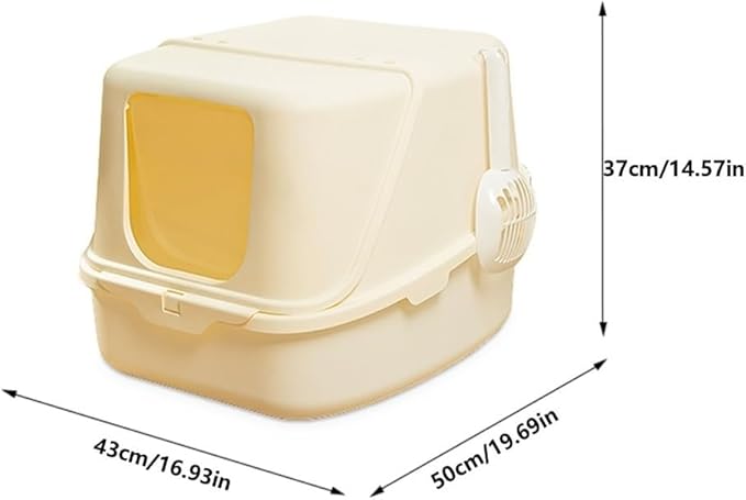 Pet Supplies, Enclosed Hooded Cat Litter Box with Door Flap, Easy Clean Plastic Tray(Yellow)
