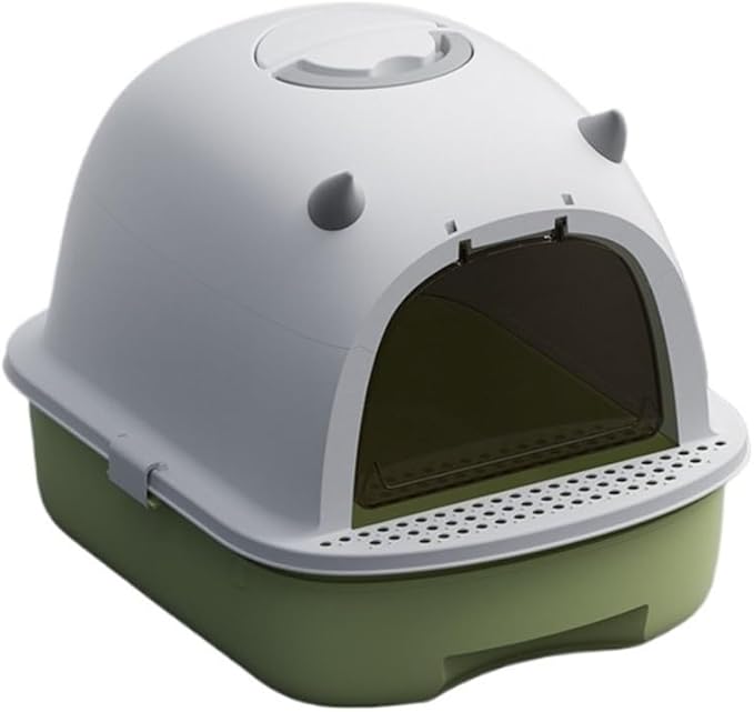 Pet Supplies, Enclosed Cat Litter Box with Drawer, Easy Clean(Green)