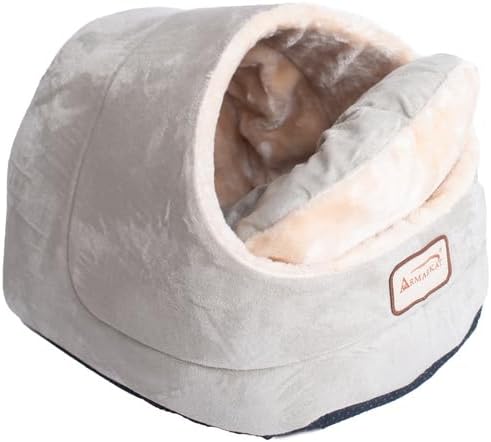 HomeStock Faux Fur Cat Cave Bed - Cozy Pet Hideaway with Waterproof Base & Removable Padding