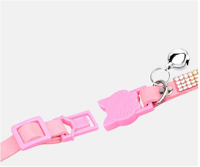 CHUKCHI Cat Collar Breakaway Bling Diamond Rhinestone with Bell Adjustable for Cats and Kitten Girl boy (Red)