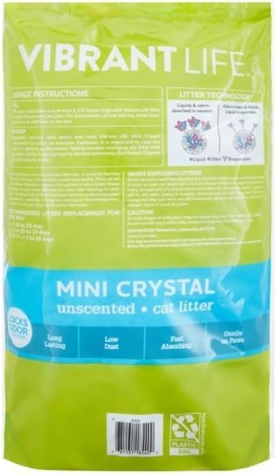 (2 Pack) ~ Vibrant~Life Mini Crystal Cat Litter, Long Lasting and Fast Absorbing, Low dust, Unscented ~ 4 Lb.