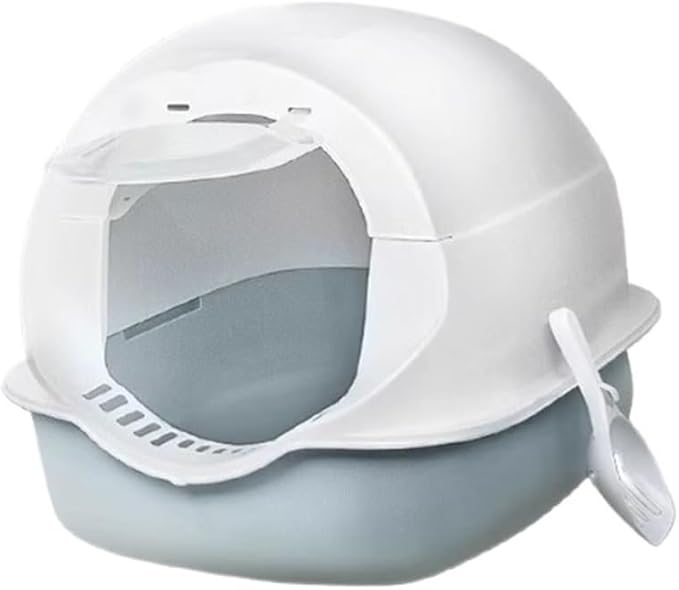 Pet Supplies, Enclosed Splash-Proof Cat Litter Box with Scoop & Lid, Large & Easy Clean(Gray)