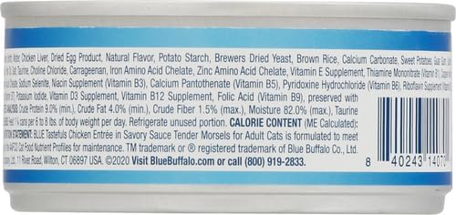 Blue Buffalo Tastefuls Natural Tender Morsels Wet Cat Food,Chicken Entrée 5.5-oz cans,(Pack of 48)