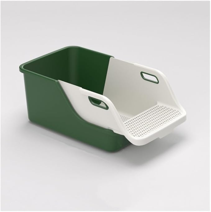 Pet Supplies, Large Open Cat Litter Box with High Sides - Anti-Splash, Easy Clean for All Cats(Green)