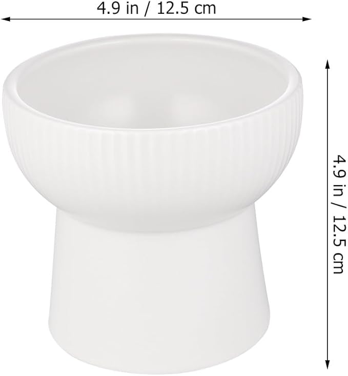 BESTYASH Pet Raised Feeding Bowl Ceramic High Feet Feeder White Elevated Pet Food Dish for Cats and Dogs Suitable for Feeding and Watering