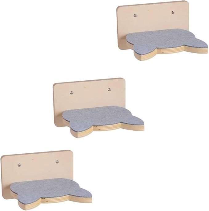Solid Wood Wall Mounted Cat Steps, Cat Wall Furniture Shelves Stairs Perch(Natural Wood)