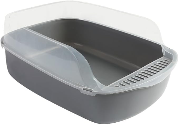 Semi-Closed Large Size Cat Litter Box Thickened Anti-Splash Toilet Litter Pet Supplies Litter Box (Grey)