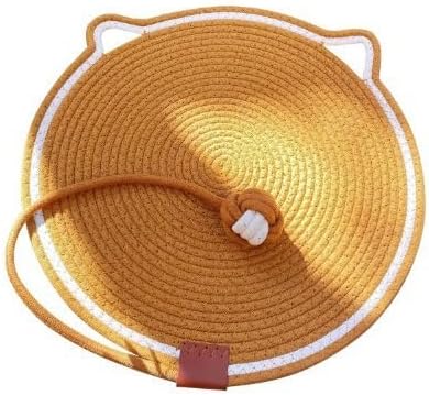 Cat Scratcher Mat, Natural Cotton Rope Cat Scratch Pad, Round Horizontal Floor Cat Scratching Pads for Indoor Cats, Cat Furniture Protector for Wall, Hand Washable,Couch, Carpets (Brown, 41cm)