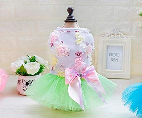 Small Dog Clothes for Girls Puppy Dresses Pet Clothing Tutu Dress for Medium Dog Puppy Clothes for Doggy Outfits Green M