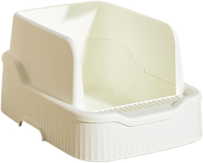 Pet Supplies, Leakproof Open Cat Litter Box with Scoop & High Walls, Easy Clean(White)