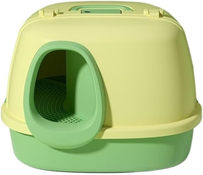 Pet Supplies, Enclosed Cat Litter Box with Leakproof Pedal & Scoop,Easy Clean Large Kitty Toilet(Green)