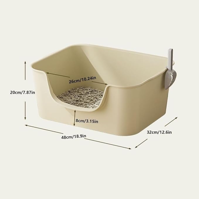 Pet Supplies, Large Anti,Splash Litter Box with High Sides, Easy Clean Cat Pan Includes Scoop(Gray)