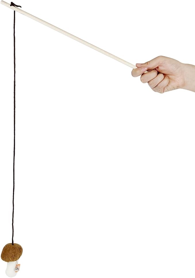 TTcat Cat Wand Toy for Indoor Cats, Wood Cat Stick Toy with Mushroom Catnip Toy,Interactive Cat Toy.