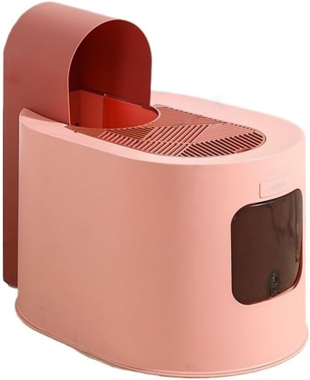 Pet Supplies, Large Hooded Cat Litter Box with Lid,Anti Splash & Easy Clean Tray(Pink)
