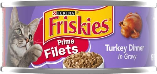 Friskies Purina Prime Filets Turkey Dinner in Wet Cat Food Gravy - 5.5 oz. Cans (Pack of 48)
