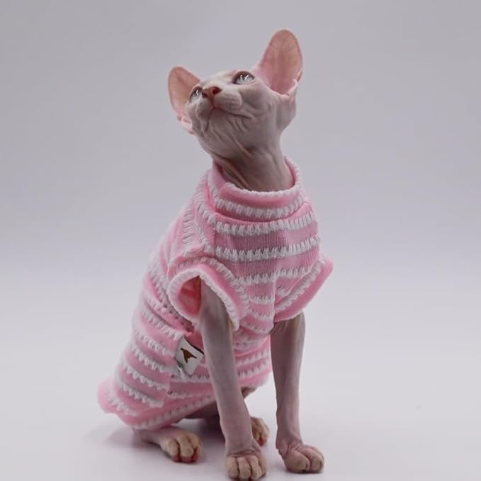 Sphynx Cat Summer Pure Cotton Skin-friendly Clothes for Small Cats (PINK, XX-Large)