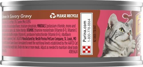 Friskies Purina Extra Gravy Wet Cat Food Chunky with Salmon in Savory Gravy - 5.5 oz. Cans,(Pack of 48)
