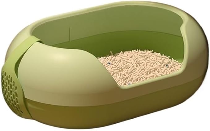 Pet Supplies, Large Cat Litter Box for Big Cats & Rabbits, Anti-Splash(Green)