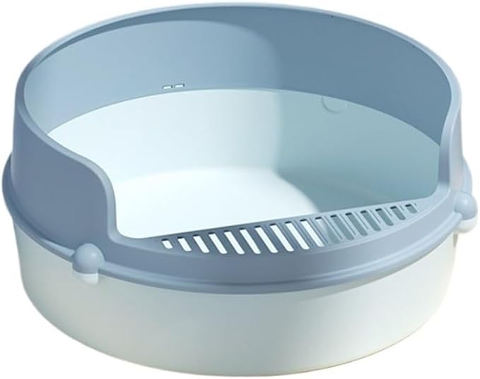 Pet Supplies, Semi-Enclosed Cat Litter Box, High Side Anti-Splash & Leak-Proof(Blue)