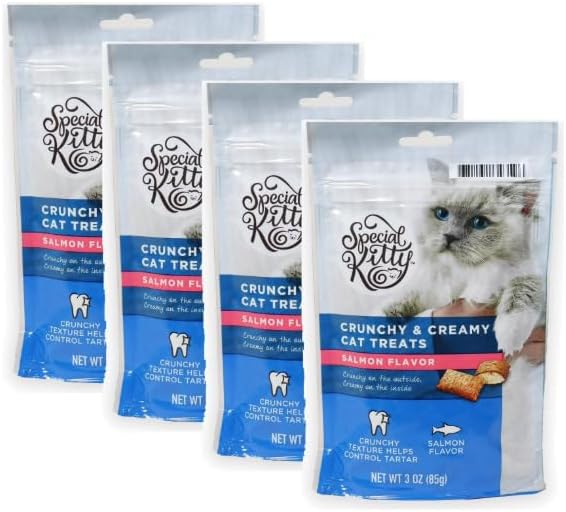 Special Kitty Crunchy and Creamy Cat Treats Salmon Flavor, 3 oz Pack of 4