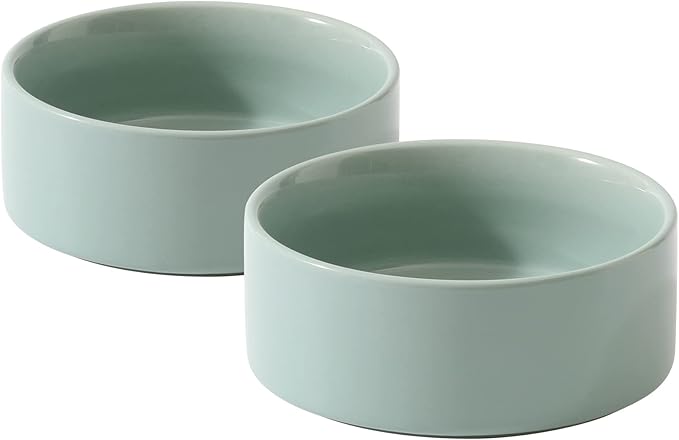 Havniva Cat Bowls Water Bowl Set of Two, 5.1” Ceramic Cat Food and Water Bowl Whisker Friendly Pet Food Bowls for Indoor Cats, Wide Cat Water Dish Prevent Whisker Fatigue Non Slip Cat Feeder