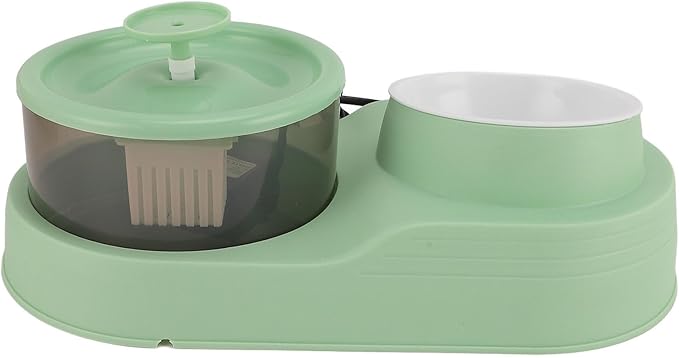 Cat Water Fountain and Food Bowl, Automatic Pet Water Dispenser with Cover, Cat Fountain Water Bowl Cat Feeding and Watering Supplies for Cats, Dogs, Multiple Pets