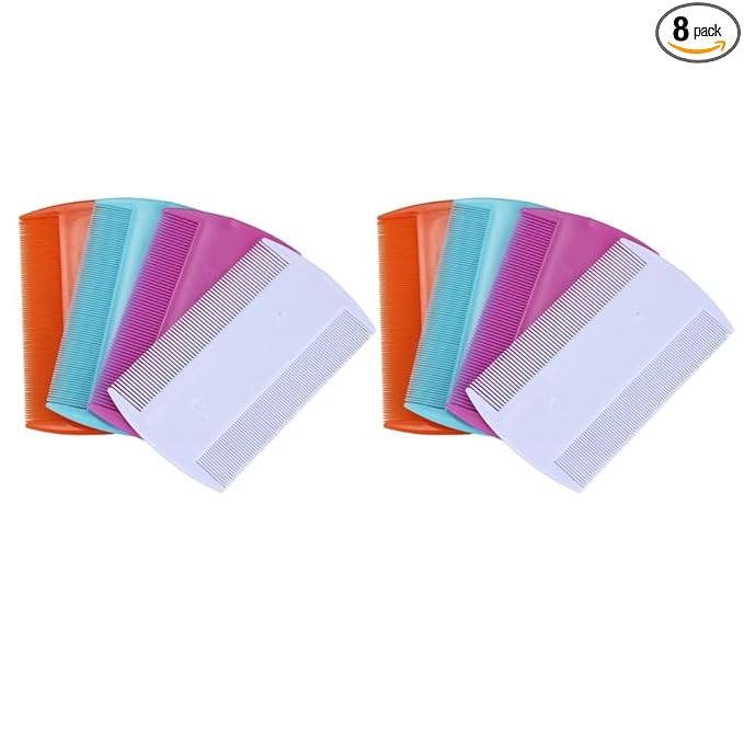 8 Pcs Random Color Lice Combs, Double Sided Pet Combs, Cat Dog Pet Grooming Fine Tooth Hair Dog Combs