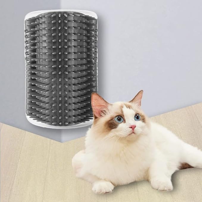 6 Pack Cat Self Groomer with Catnip Pouch Wall Corner Groomers Cat Face Scratcher Pet Grooming Brush Massage Combs for Cats Fur Pets Dog Kitten Puppy(Black & Gray)