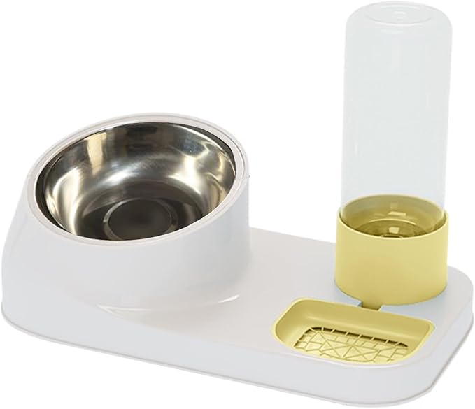 Automatic Cat Feeder and Water Dispenser, 2-in-1 Non-Slip Stainless Steel Pet Bowl for Dry Food & Water, Ergonomic Design for Natural Eating Posture, Easy Clean Dog Cat Puppy Food Container